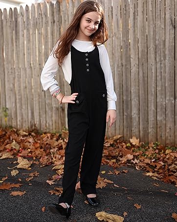 girls casual wide leg overalls jumpsuit