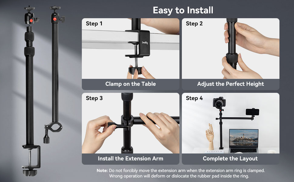 SMALLRIG Camera Desk Mount, Table Stand with Magic Arm, 13"35.4