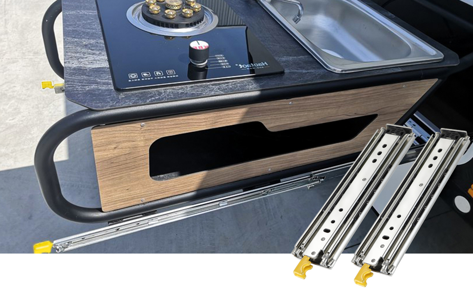 AOLISHENG Heavy Duty Drawer Runners with Lock 450mm Bearing Capacity