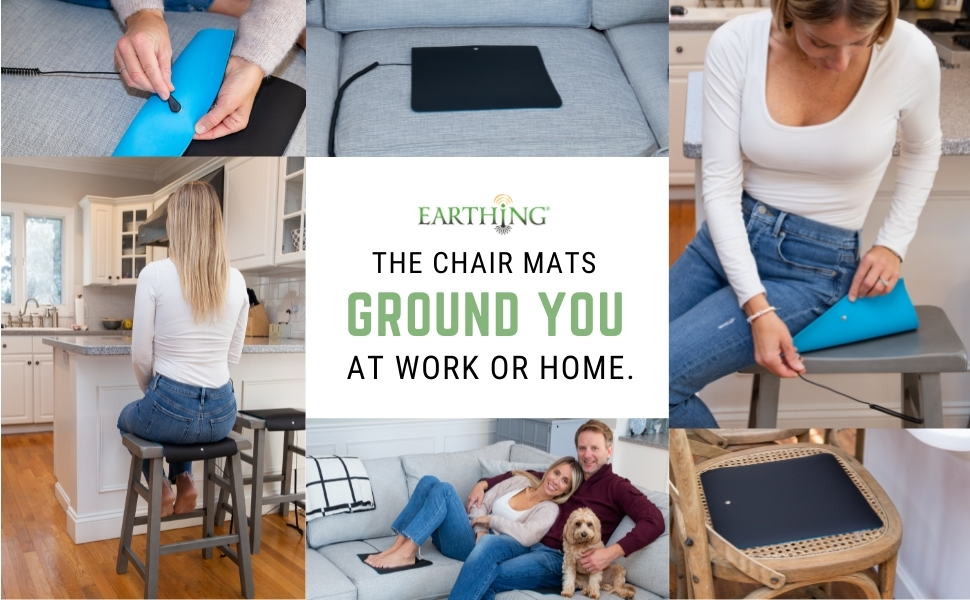 Earthing Chair Mat Kit 2 Pack, Grounding Mat for Chairs, Clint Ober's - Soft Fabric Grounding Mat Lap Sofa Chair