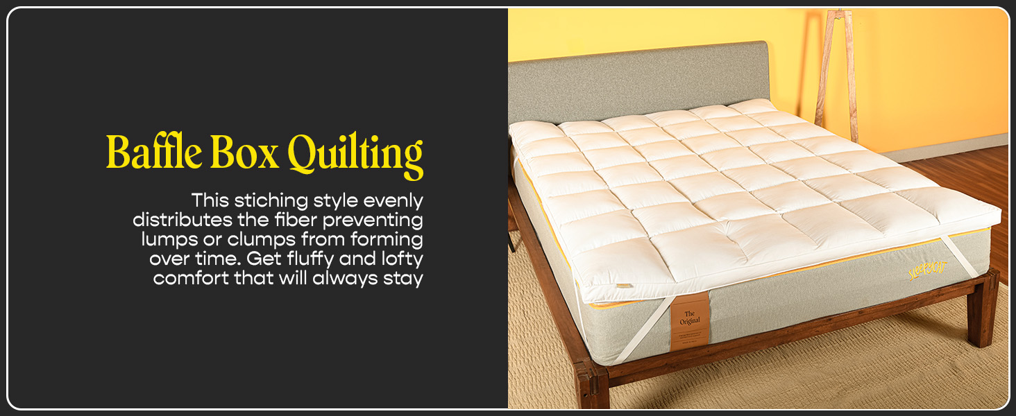 SleepyCat Cotton Microfiber Soft Mattress Topper Baffle Box Quilting 2 Inch Thickness Soft