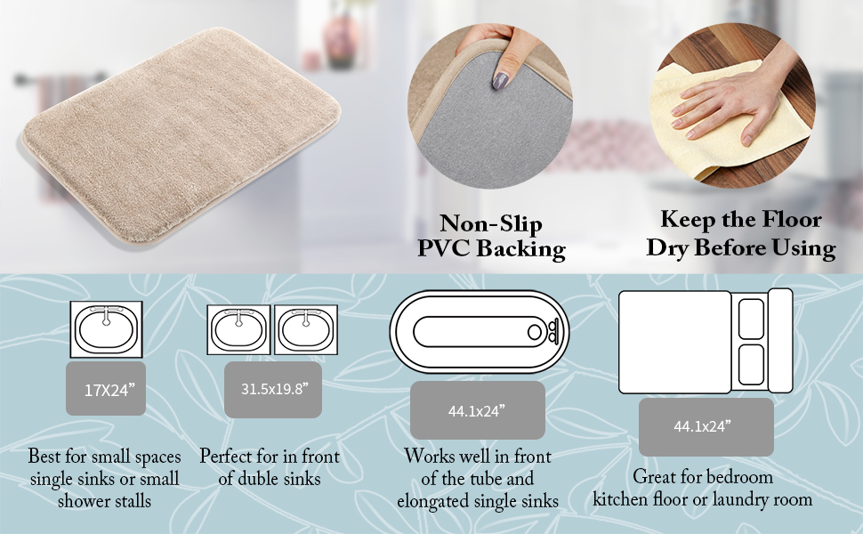 Extra Thick Memory Foam Bathroom Mat, Yimobra Luxury Soft