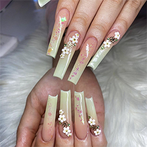white flower nail decals