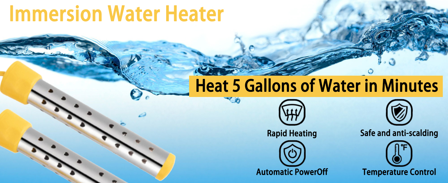 Immersion Water Heater, Electric Pool Heater for Inflatable Pool, 304