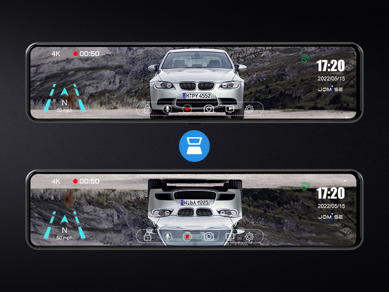JOMISE 4K UHD Mirror Dash Cam Front and Rear Camera, Rearview Mirror
