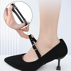 2 Pairs Shoe Straps High Heel Shoelaces Anti-loose and Non-slip Buckles Replacement Shoelace Accessories PU Leather Shoe Belt for Women Girls Sandals 13 Adjustable Design