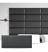 Art3d Peel and Stick Black King Headboard, 12-Pack Upholstered Headboard for Queen, Full-Size Bed...