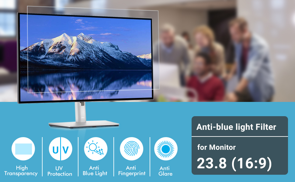 PYS 24 Inch Blue Light Blocking Screen Protector for Computer Monitor Removable 169 Aspect