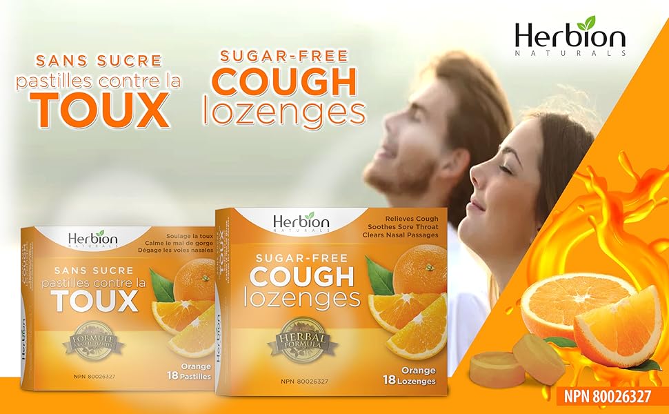 Herbion Naturals Sugar Free Cough Lozenges Orange Cold and flu remedy herbal supplements sore throat