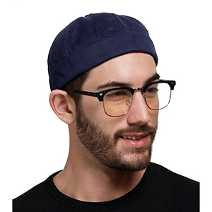 XYIYI Beige Cotton Brimless Docker Cap Adjustable Street