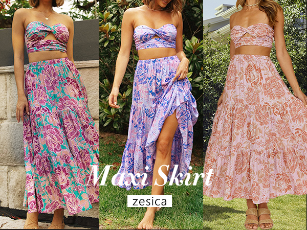 スカート Random Pleated Maxi Skirt Preppy Woven Solid Mid Waist Pleated Maxi Skirt With Belt