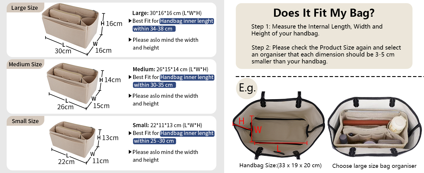NOTAG Bag Organiser Felt Bag Organiser Insert Handbag Multi Pocket Tote