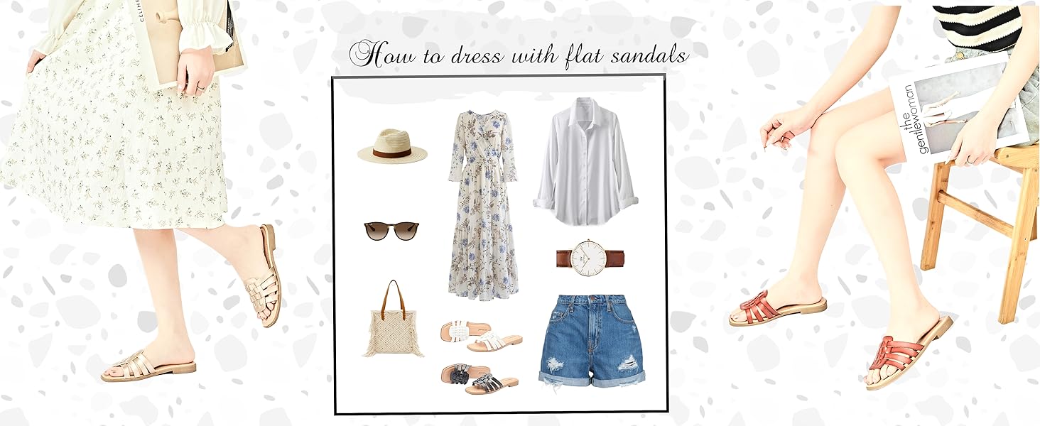 women wide flat sandals
