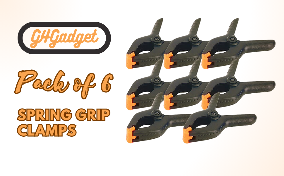 Pack of 6 Plastic Spring Grip Clamps 3 Inches Quick Grip Craft Wood