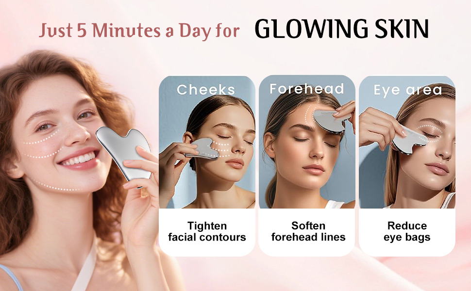 Gua Sha Facial Tools and Face Roller Set