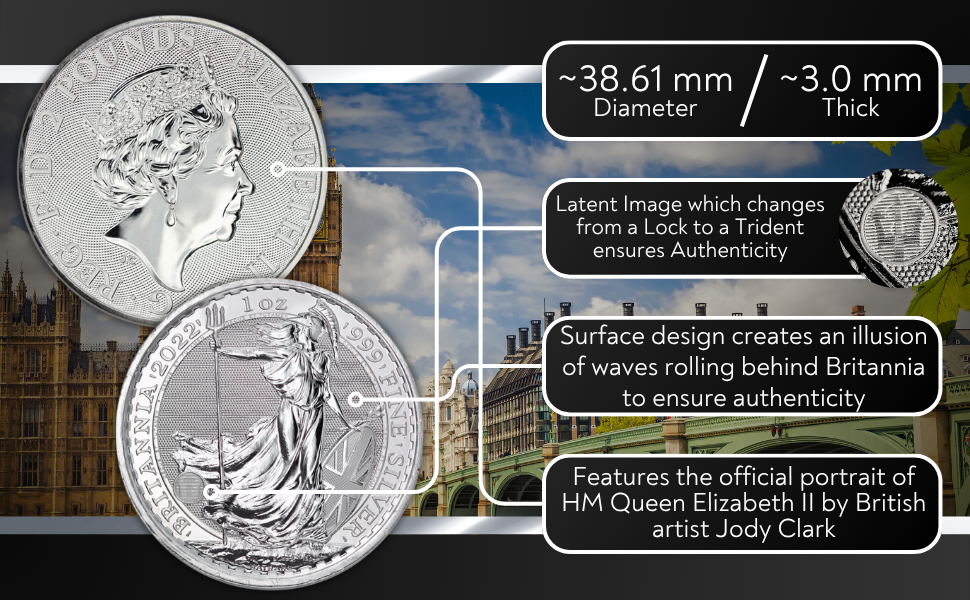 2022-1 oz Silver Britannia Coin Brilliant Uncirculated (BU