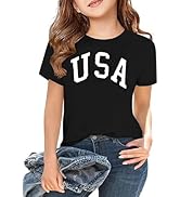 APWEQATA Girls Short Sleeve T Shirts Kids Summer Tops Crewneck Basic Graphic Tees 5-14 Years