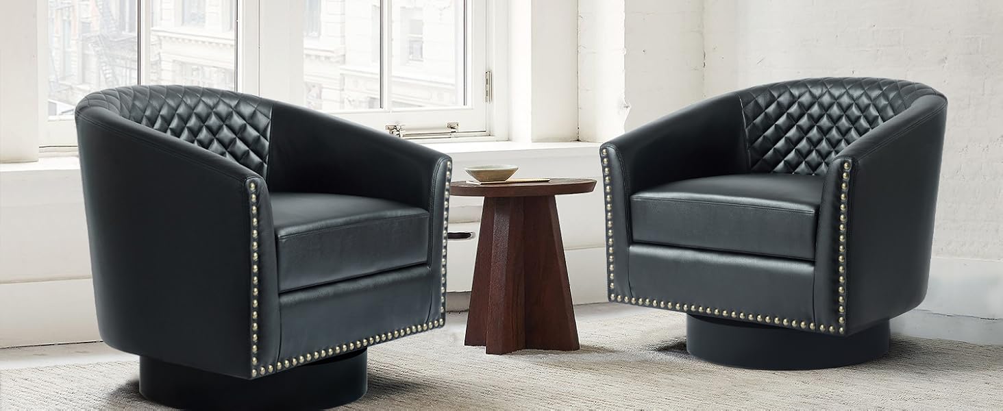 CH0016S-Black Swivel Accent Chair