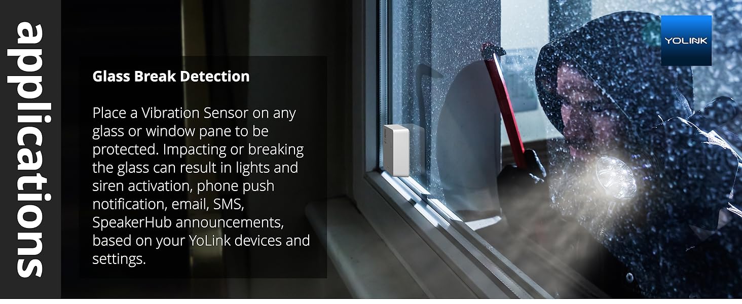 YoLink Smart Vibration & Shock Sensor, Generator, Pump Running, Glass