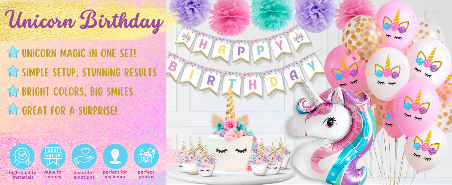 Unicorn Birthday Party supplies