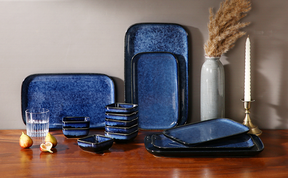 vancasso Stern Serving Tray & Platter Set, 3Piece Rectanglar Serving