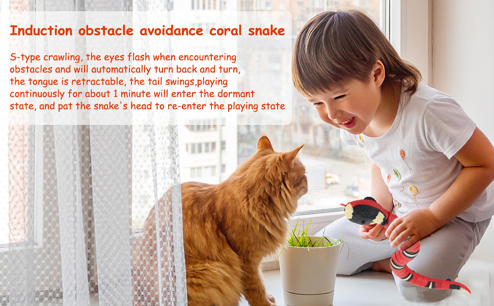 HIULLEN Smart Sensing Snake Cat Toy, Cat Interactive Toy, Interactive