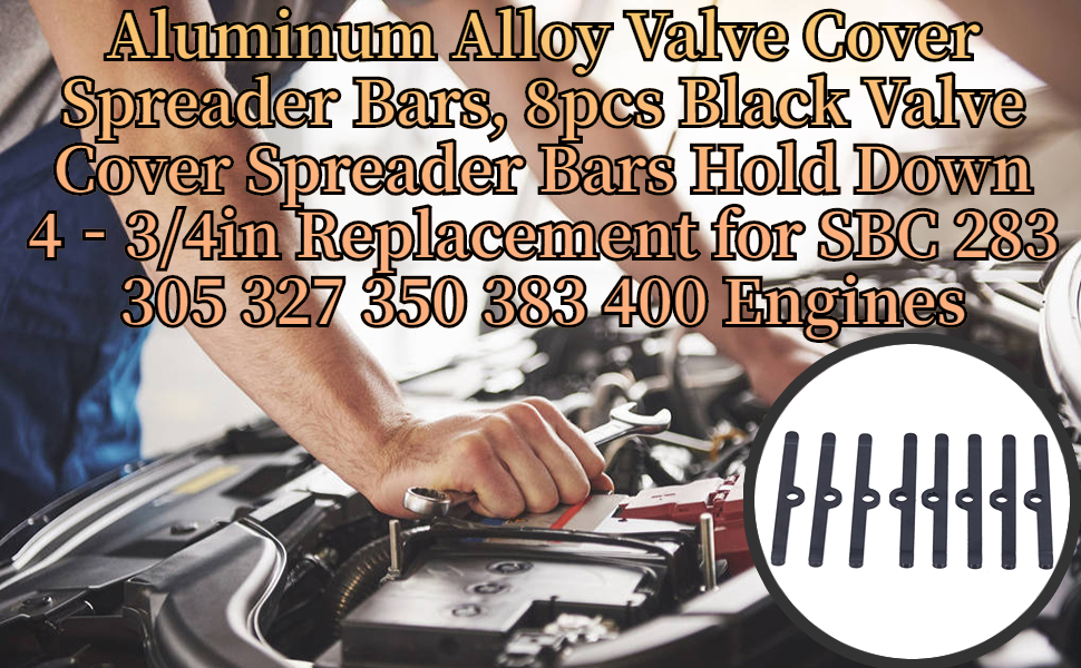 Aluminum Alloy Valve Cover Spreader Bars, 8pcs Black Valve