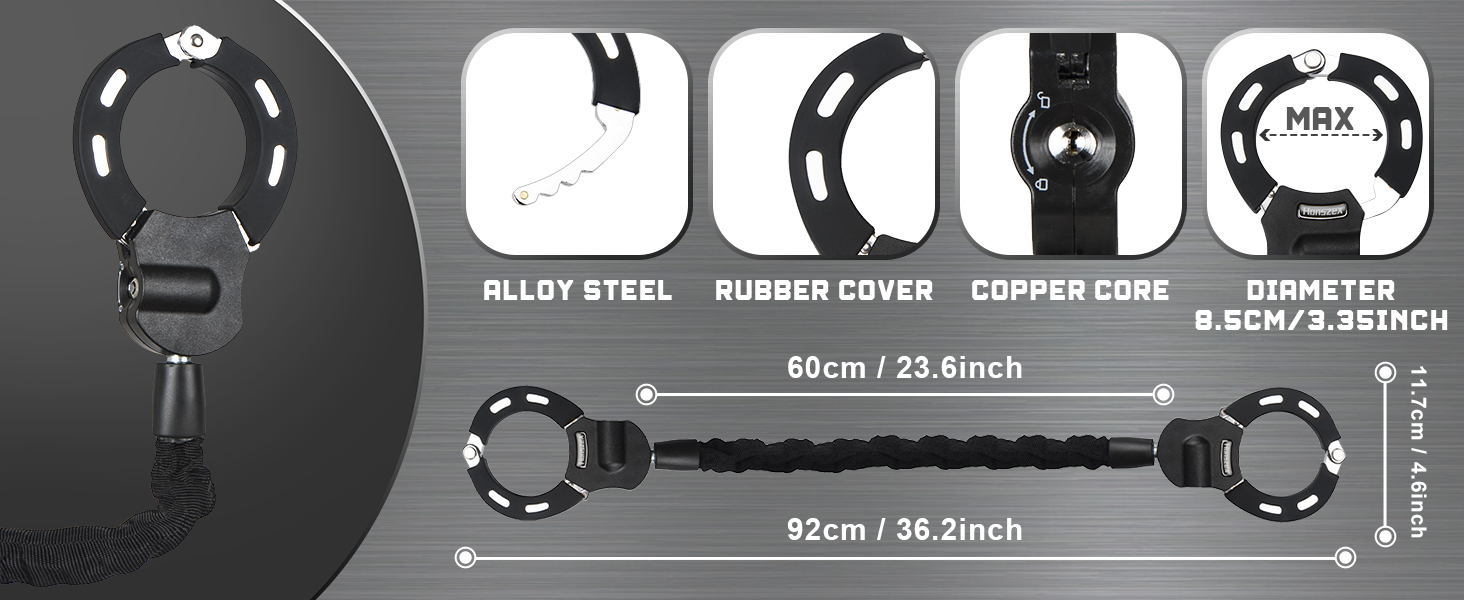 Honszex Scooter Lock, Bike Locks High Security with Key, 36.22inch Heavy Duty Bike