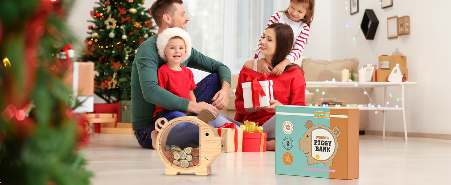 Sustainable and eco-friendly wooden piggy bank, made from responsibly sourced materials