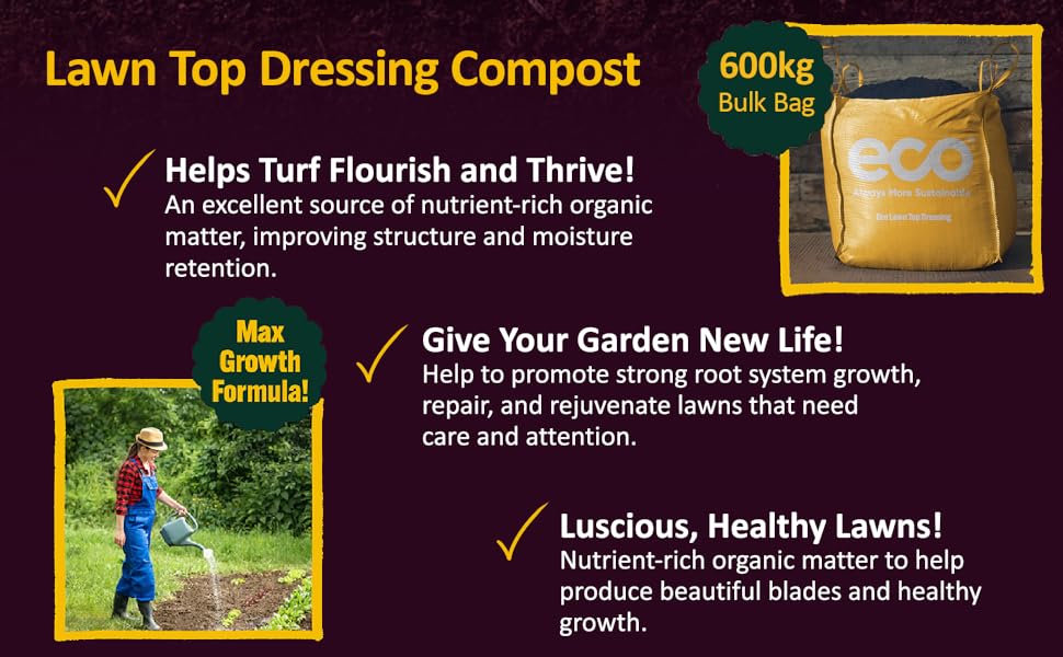 ECO Organic Lawn Top Dressing Compost 750L 0.75m3 XL Bulk Bag Top