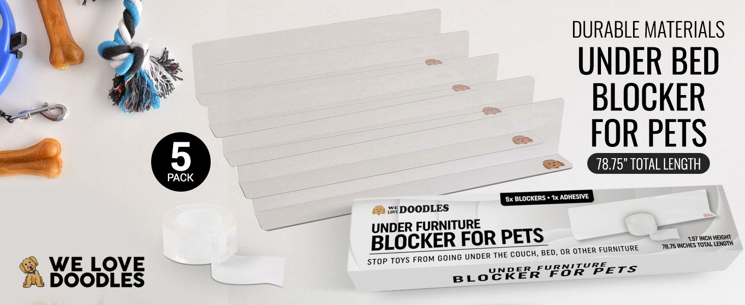 We Love Doodles Under Couch Blocker for Pets (5 Pack