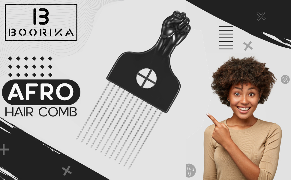 Boorika Metal Afro Comb
