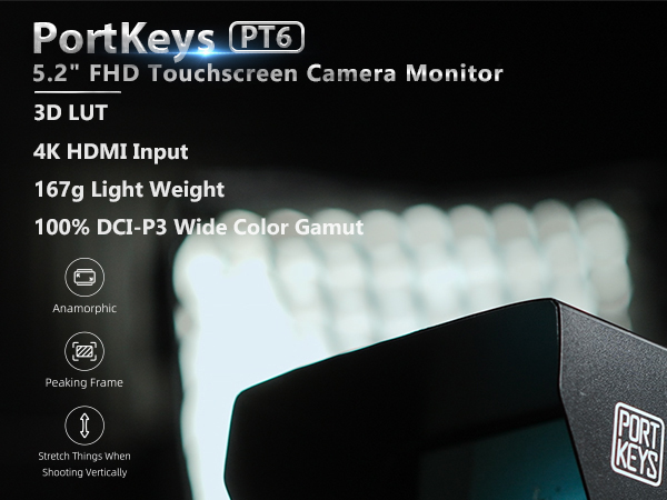 Portkeys　PT6 　5.2インチ　カメラモニター Amazon | Portkeys PT6 5.2” カメラモニター 100%P3 IP耐指紋性