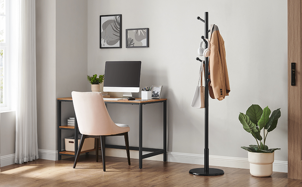 VASAGLE Coat Rack Solid Wood Coat Rack Tree Shape 7 Hooks 3 Adjustable