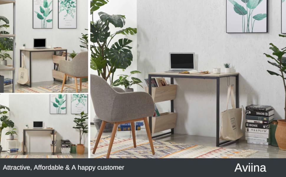 Aviina Home Office Desk, Small Computer Desk For Small Spaces, Wooden