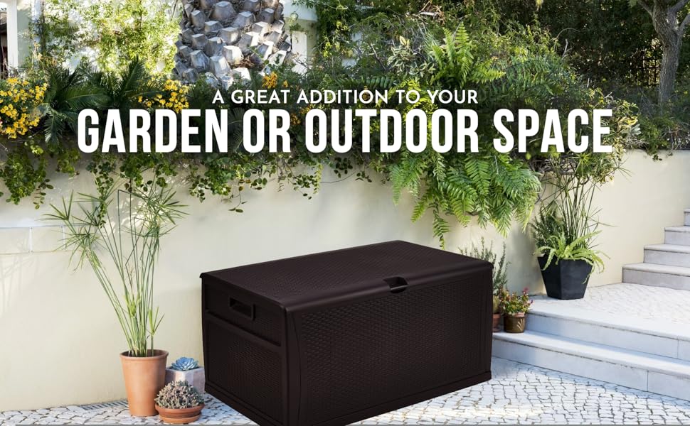 SA Products 460L Weatherproof Rattan Effect Outdoor Storage Box Heavy
