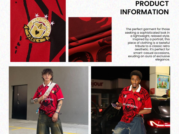 【Aelfric Eden】ポートレート ポロ Tシャツ RED Aelfric Eden】ポートレート デザイン ポロ Tシャツ (Aelfric
