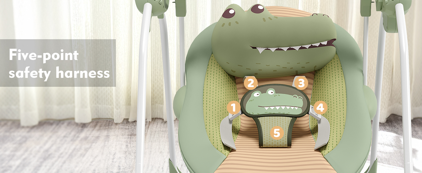 Soft cushion and 5-point harness for safety