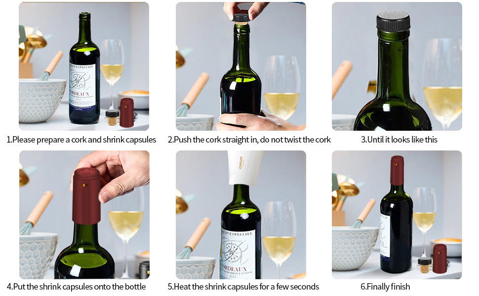 ZHBWOW Shrink Wine Bottle Caps for Sealing Heat Wrap Sleeves with PVC Seals for