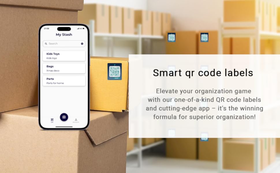Mountain Stand QR Code Labels for Storage. Stick Scan