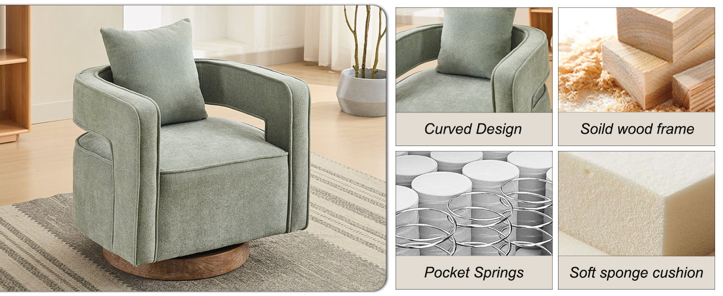Upholstered Swivel Barrel Chairs Set of 2