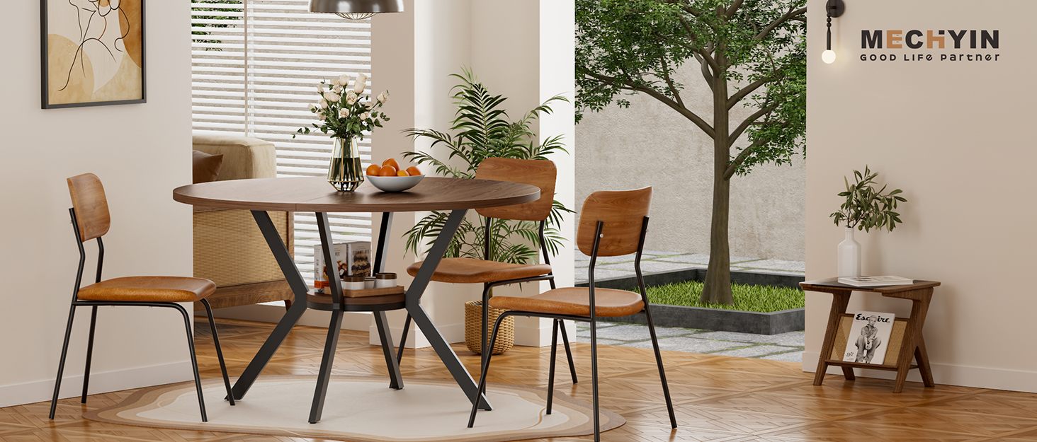 Mechyin round farmhouse dining table