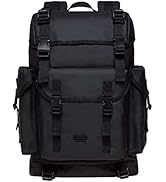 KAUKKO Vintage Casual polyster and Leather Rucksack Backpack(18-LEATHER BLACK)