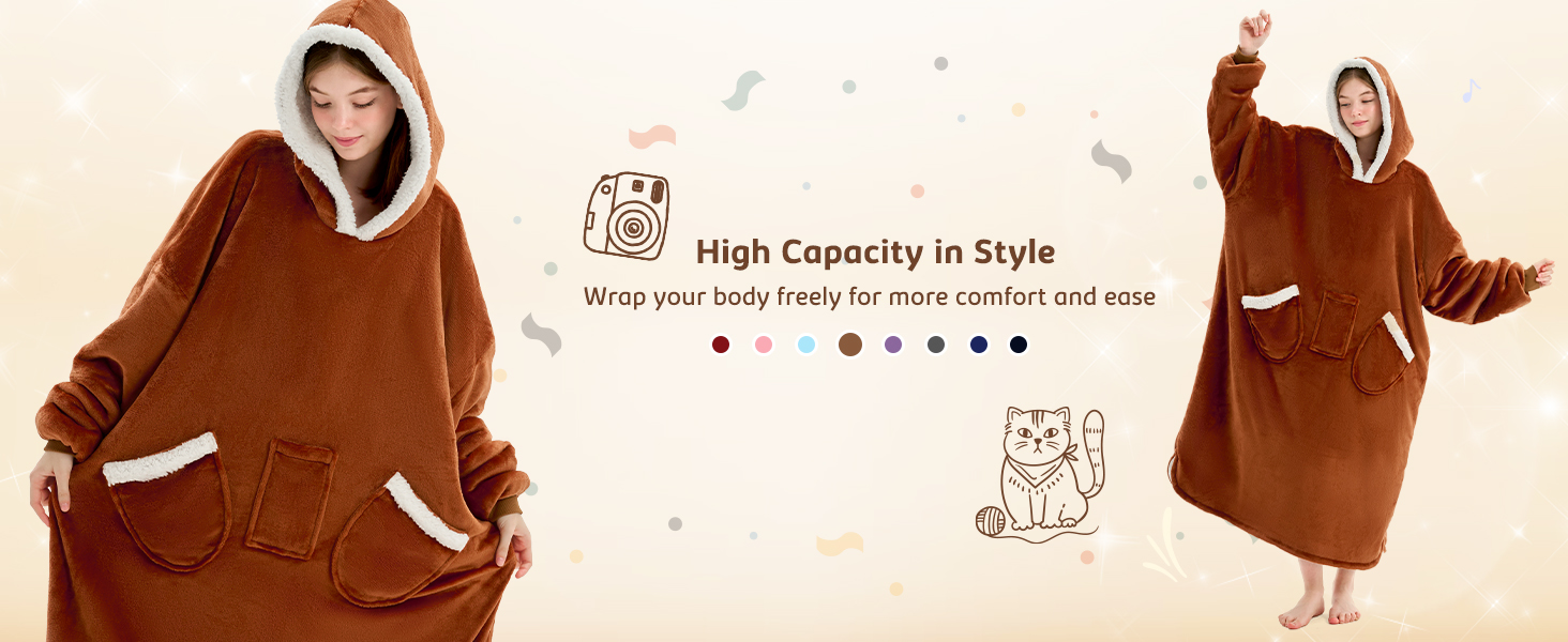 L'AGRATY Oversized Wearable Blanket Hoodie for Adults