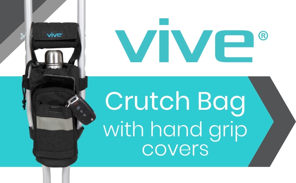 Vive Crutch Accessories Bag and Hand Grip Cushions, Water