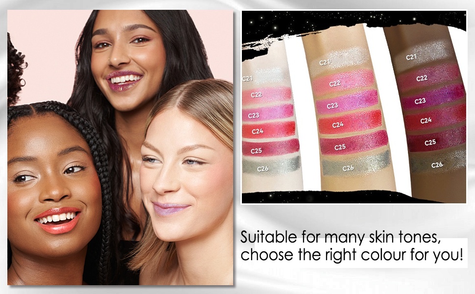 3 Colors Diamond Shimmer Metallic Lipstick Set,