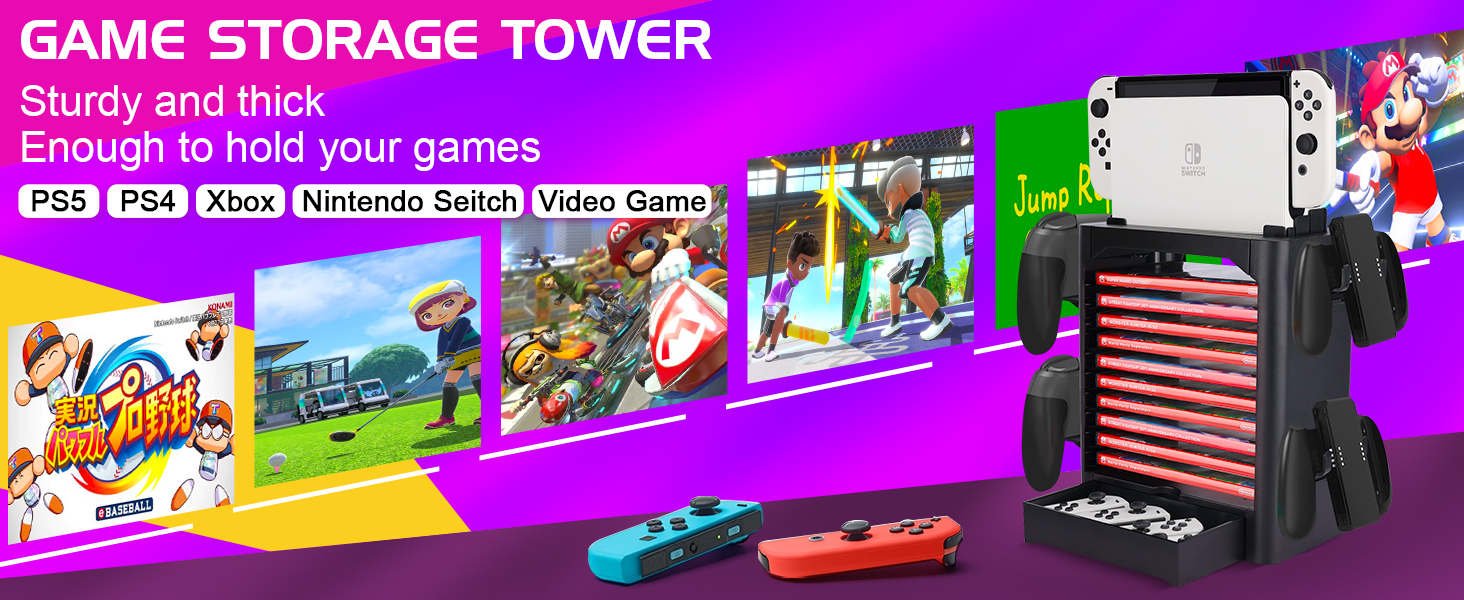 SIKEMAY Game Storage Tower for Nintendo Switch, Video Games
