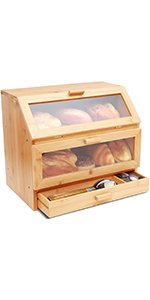 Bamboo Bread Box for Kitchen Countertop