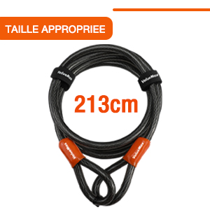 ValueMax Câble Antivol Vélo 213 Cm X 12 Mm, Antivol Vélo De Sécurité Avec Revêtement PVC, Double Boucle Tressée, Pour Cadenas, Antivol à Disque Et Antivol En U 15 1