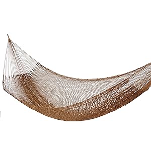 NOVICA Artisian Handmade Earthtone Copper Brown Hand Woven Nylon Mayan Person Rope Hammock Summer  